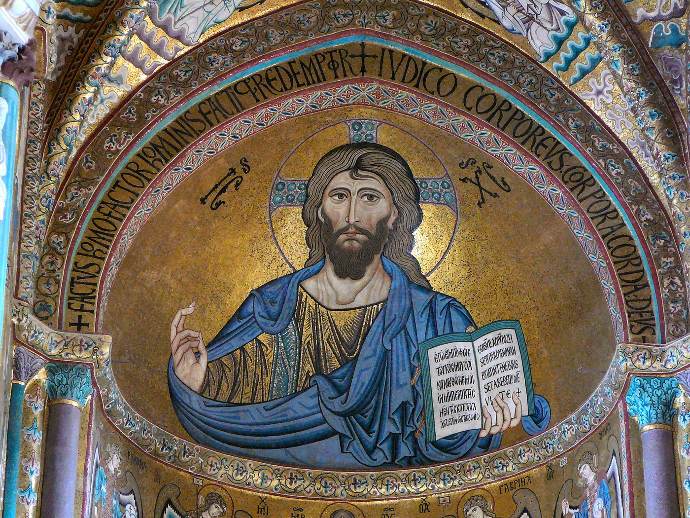 The Christ Pantocrator mosaic in the apse of Cefalù Cathedral, 1148