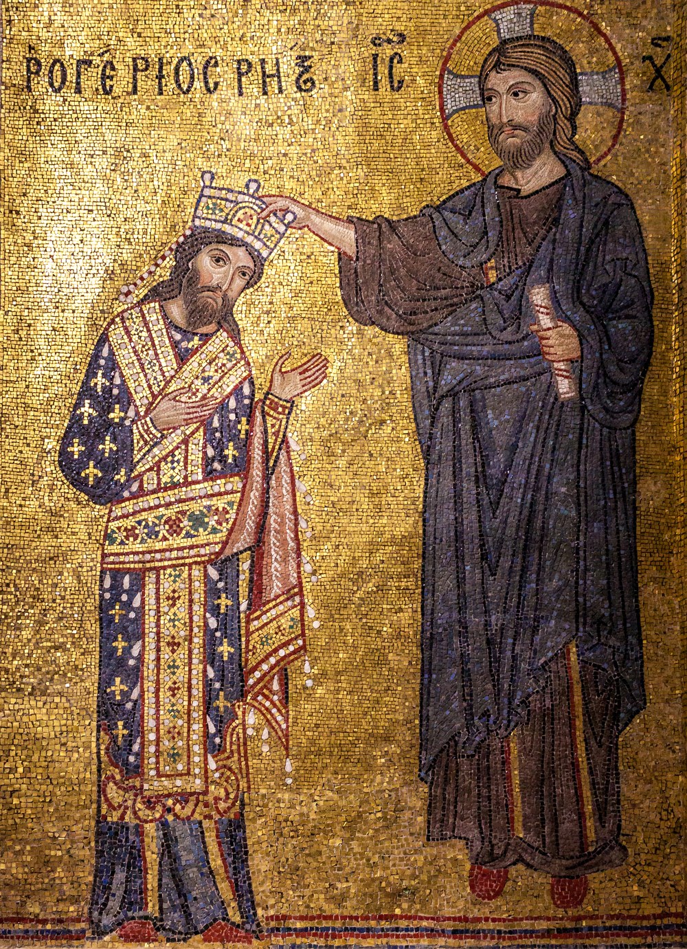 Roger II crowned by Christ — mosaic from the Martorana, Palermo